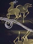 染めの名古屋帯 金描き 鹿