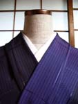 小紋 紺地 たて縞と格子