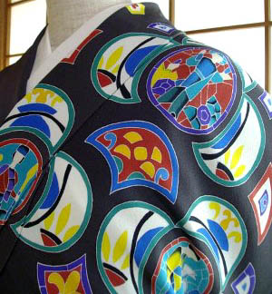A long-sleeved Kimono dress with stained glass motif
