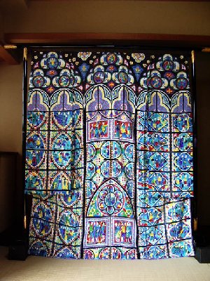 A long-sleeved Kimono dress with stained glass motif