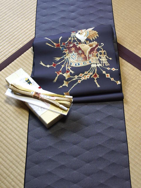 江戸小紋 行儀菱ボカシ 黒