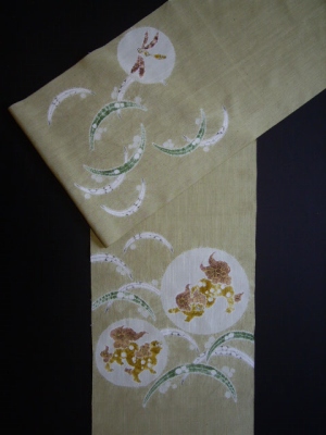 辻が花名古屋帯 唐しし