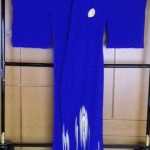 ポカリスエットの青、ロイヤルブルー地訪問着逸品鯉の滝登り昇鯉（勝利）！