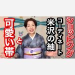 手描友禅作家佐藤洋宜作可愛い帯と米沢の紬コーディネート【ショピング】