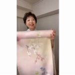 付け下げ霞取芙蓉に草花ピンク地【ショッピング】#shorts