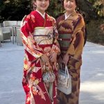Yumiko 様が姪御様の結婚式に、お嬢様の亜紀様とお着物で参列なさいました。
