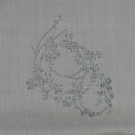 重要無形文化財本場結城紬160亀甲トビ　花ブーケ　藤紫色