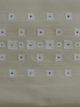 縞お召しのきものからし色と手織り八寸名古屋帯白い方円