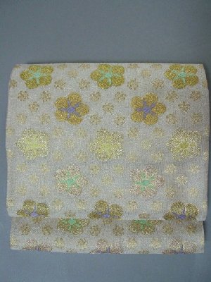 袋帯 梅柄 銀通し 刺繍 金彩 2点セット 振袖 袋帯 花柄 トールサイズ