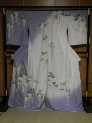 訪問着 日本の四季の花 詩季衣 染め分け藤 藤色と白 | 最高級着物選び